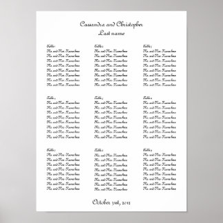 Póster Sillones de tabla boda de guiones simples elegante