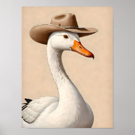 Póster Silly Cowboy Goose - Quirky Western Wall Art