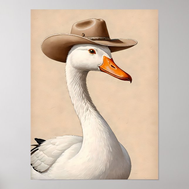 Póster Silly Cowboy Goose - Quirky Western Wall Art (Frente)