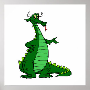 Póster Silly Dragon Green