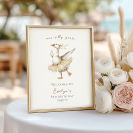 Póster Silly Goose 3rd Birthday Watercolor Welcome