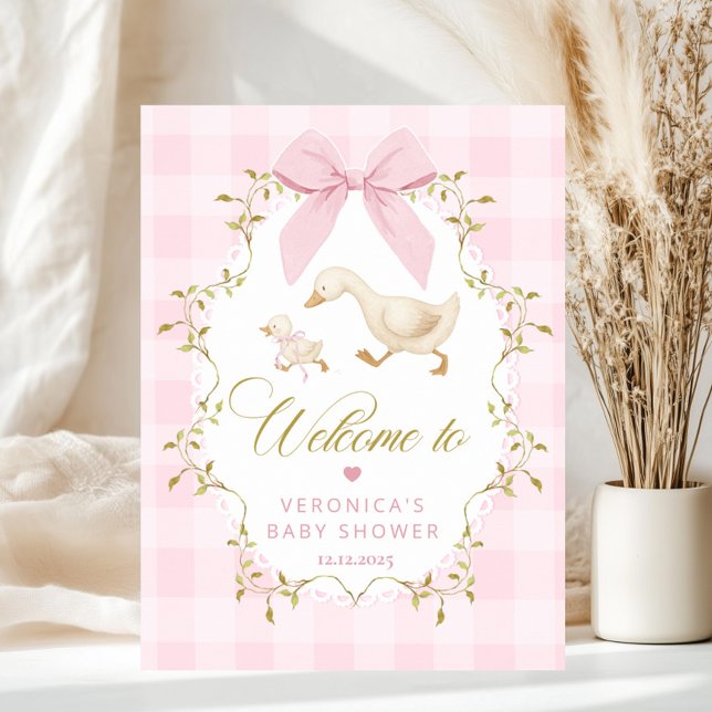 Póster Silly Goose Baby Girl Shower Pink Gingham Welcome (Subido por el creador)