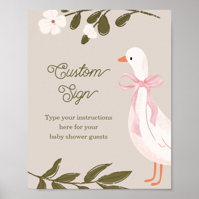Póster Silly Goose Baby Shower Custom Tabletop Sign (Frente)
