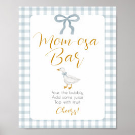 Póster Silly Goose Blue Gingham Baby Shower Mimosa Sign