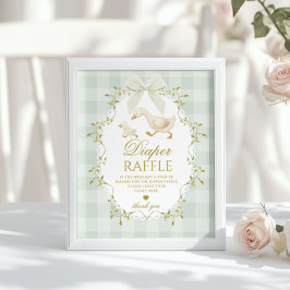 Póster Silly Goose Diaper Raffle Sage Green Whimsical