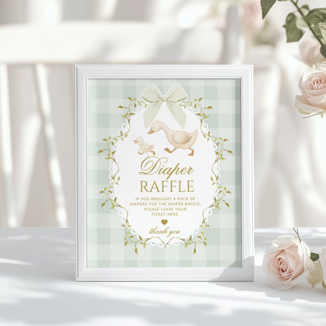 Póster Silly Goose Diaper Raffle Sage Green Whimsical (Subido por el creador)