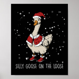 Póster Silly Goose En Los Navidades Sueltos Santa Goose