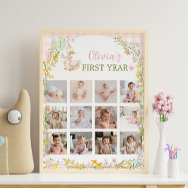 Póster Silly Goose Floral Girl Birthday Photo Milestone