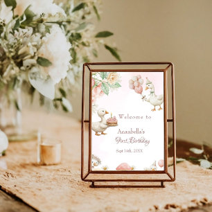 Póster Silly Goose Flower Garden champiñón Primer cumplea