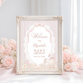 Póster Silly Goose Flower Lace Girl Baby Shower Welcome