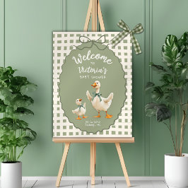 Póster Silly Goose Gingham Bow Baby Shower