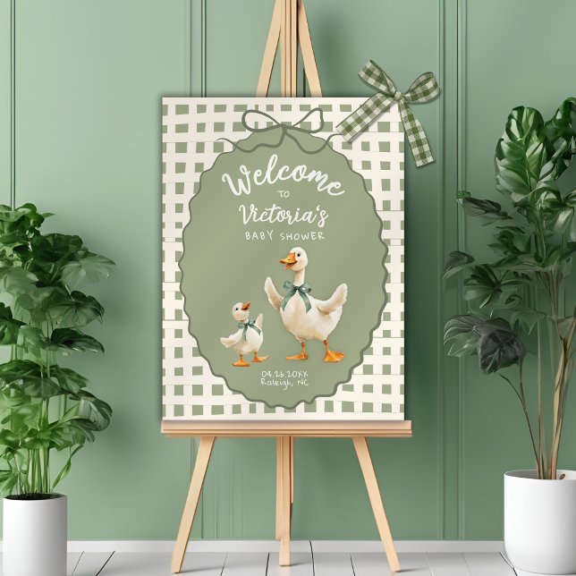 Póster Silly Goose Gingham Bow Baby Shower (Subido por el creador)
