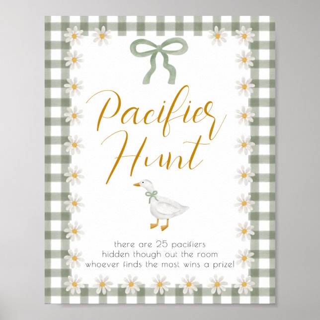 Póster Silly Goose Green Gingham Pacifier Hunt Game (Frente)