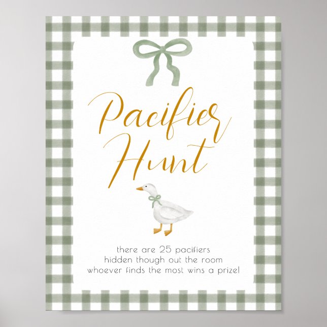 Póster Silly Goose Green Gingham Pacifier Hunt Game (Frente)