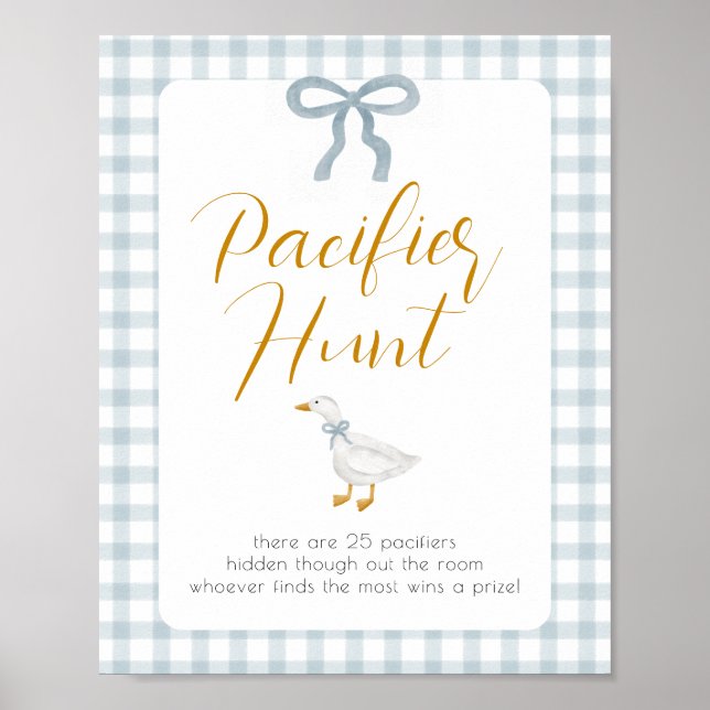 Póster Silly Goose Pacifier Hunt Baby Shower Game  (Frente)