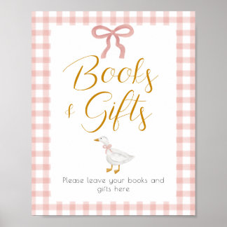 Póster Silly Goose Pink Gingham Baby Shower Gift Table