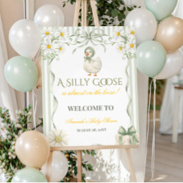 Póster Silly Goose Sage Green Neutral Baby Shower Welcome