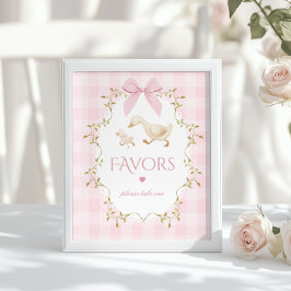 Póster Silly Goose Whimsical Favors Pink Gingham