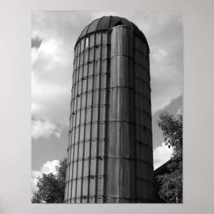 Póster Silo negro y blanco del medio oeste
