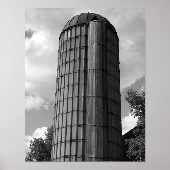 Póster Silo negro y blanco del medio oeste (Frente)