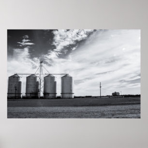 Póster Silos de Gilbert Arizona en poster blanco y negro