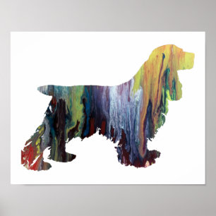 Póster Silueta abstracta colorida de cocker spaniel