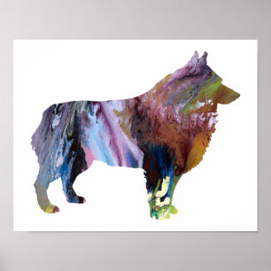 Póster Silueta abstracta colorida del Schipperke