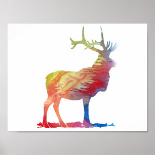 Póster Silueta abstracta de los alces