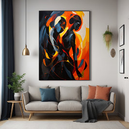 Póster Silueta abstracta elegante en arte de tonos feroce