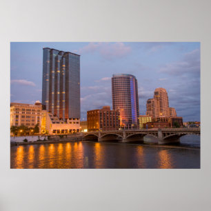 Póster Silueta al atardecer, en el río Grand 2