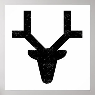 Póster Silueta apenada de la cabeza de los ciervos