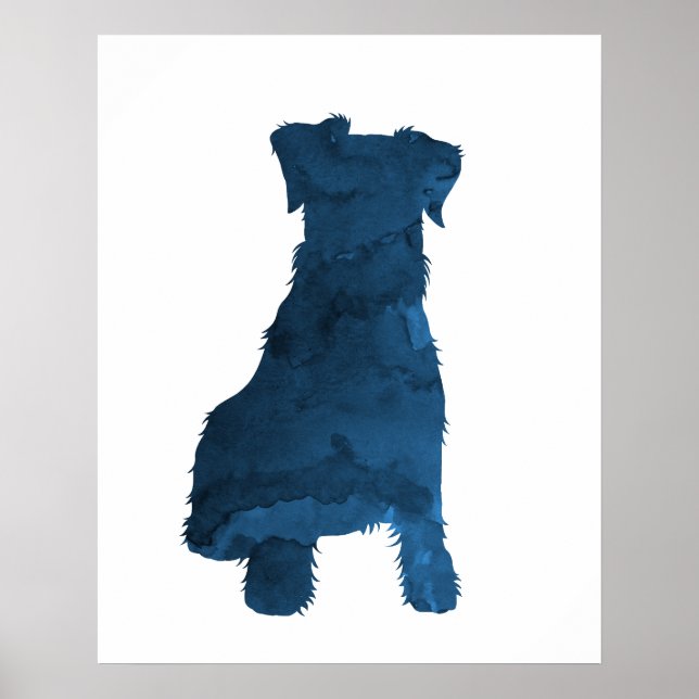Póster Silueta azul de la Marina de Perro Schnauzer (Frente)