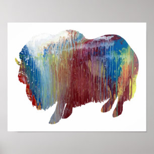 Póster Silueta colorida de hongos abstractos