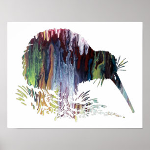 Póster Silueta colorida y abstracta de Kiwi
