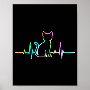 Póster Silueta de animal amante del gato del latido lindo