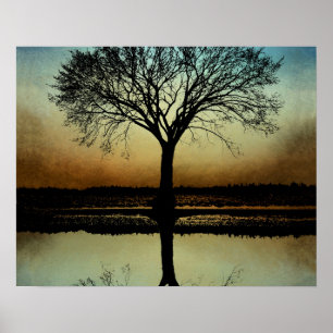 Póster silueta de árbol de diseño 178