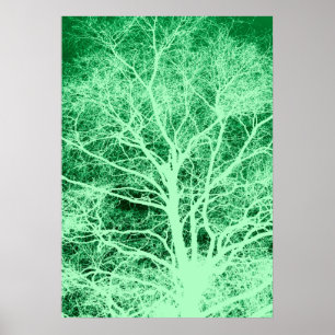 Póster Silueta de árbol verde