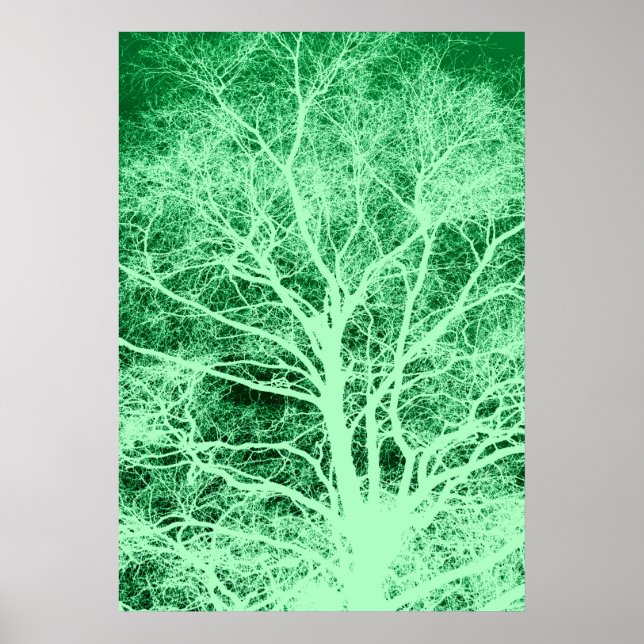 Póster Silueta de árbol verde (Frente)