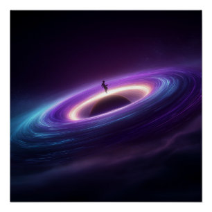 Póster Silueta de astronauta en el disco de acreción de u