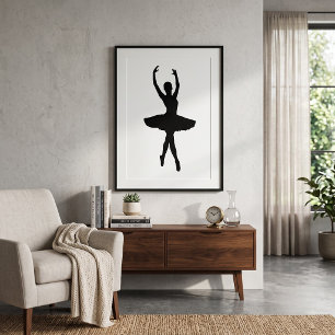 Póster Silueta de bailarina elegante en pose de ballet ag