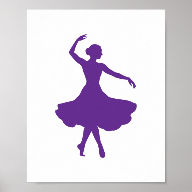 Póster Silueta de bailarina elegante vertical Pared de ba (Frente)