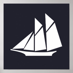 Póster silueta de BARCO náutico