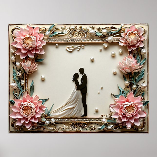 Póster Silueta de boda elegante (Frente)