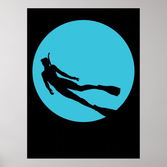 Póster Silueta de buceo (Frente)