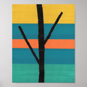 Póster Silueta de Cactus Abstracto Colorido