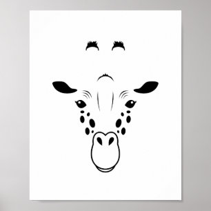 Póster Silueta de cara de jirafa