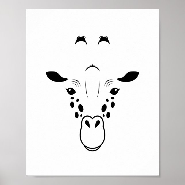 Póster Silueta de cara de jirafa (Frente)