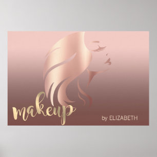 Póster Silueta de chica moderna, artista del maquillaje