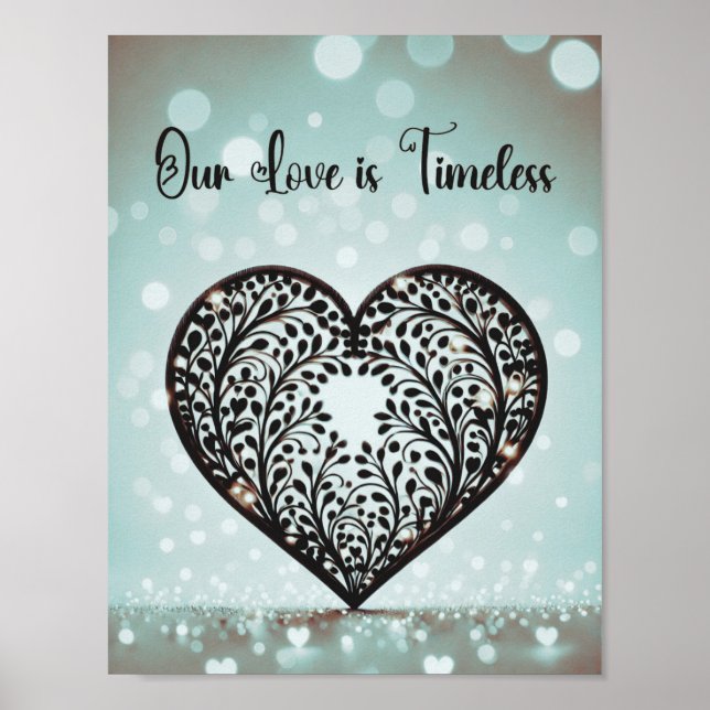 Póster Silueta de corazón elegante (Frente)