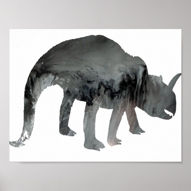 Póster Silueta de dinosaurio abstracto (Frente)